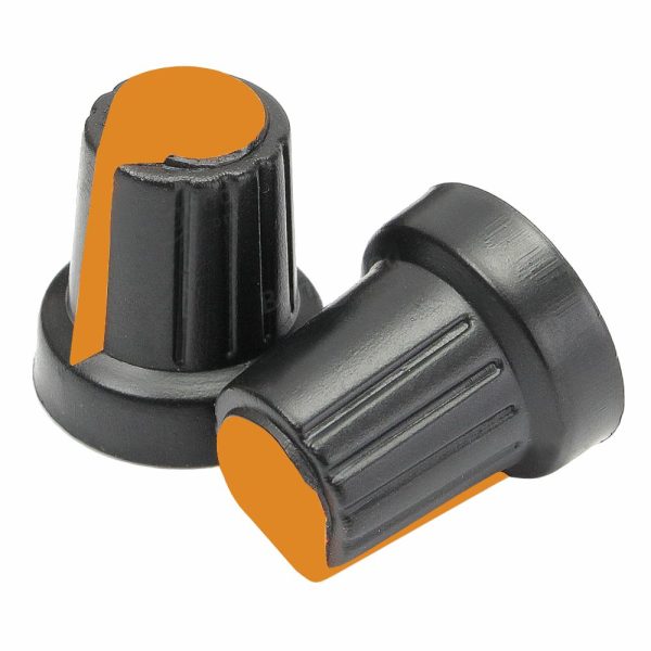 Botão P/ Potenciometro Preto C/ Linha Laranja 15x17MM - (KNOB072)