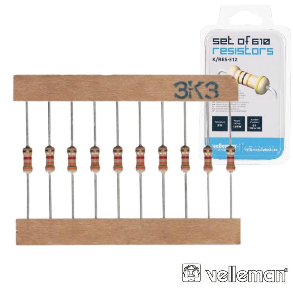 Kit De 610 Resistências 1/4W VELLEMAN - (K/RES-E12)