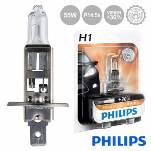 Lâmpada P/ Automóvel 12V H1 P14.5s 55W Vision+30 Philips - (LAMP-H1-PH)