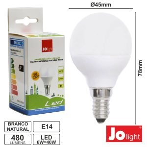 Lâmpada E14 6W=40W 230V Globo 480lm Branco Natural - (LB112/11NW)