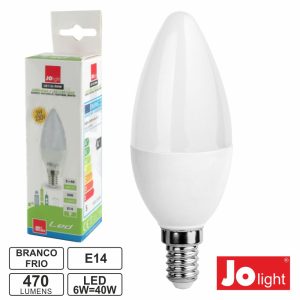 Lâmpada E14 6W=40W 230V LED Vela Branco Frio 470lm - (LB118/12APW)