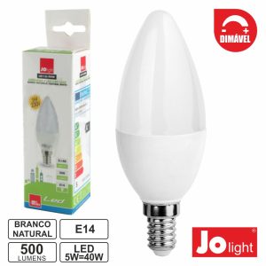 Lâmpada E14 5W 230V Dimável LED Vela 4000k 500lm - (LB118/9NW)