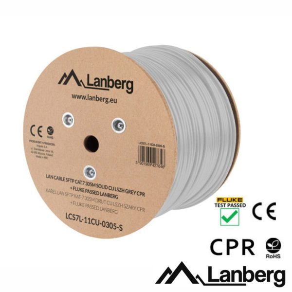 Cabo S/FTP CAT7 Flexível 305m LANBERG - (LCS7L-11CU-0305-S)