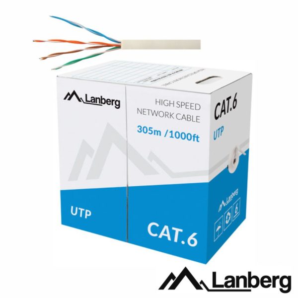 Cabo UTP CAT6 4xAWG23 Cinzento LANBERG - (LCU6-10CC-0305-S)