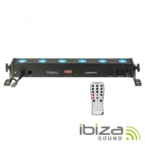 Barra De LEDS C/ Strobe 6 LEDS RGBW 8W DMX Comando IBIZA - (LEDBAR6-RC)