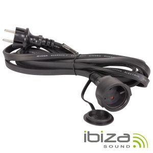 Cabo Extensão Tomada Elétrica 1x Schuko 3M Preto IBIZA - (LEDSTRING-EXTCAB)