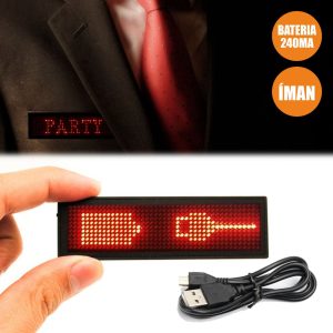 Placa Mensagem Rolante LED Distintivo C/ Bateria - (LEDTAG164)