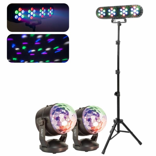 2x Bola de Luz LED RGB e Suporte c/ 4 Projetores PAR - (LIGHT-SET-05)