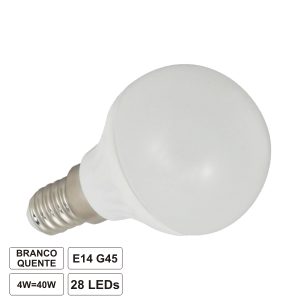 Lâmpada E14 4W 230V 11 LEDS Globo Branco Quente - (LLE14G04WW(F))