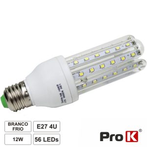 Lâmpada E27 12W 230V LEDS 2835 SMD 4u Branco Frio PROK - (LLE2712W)