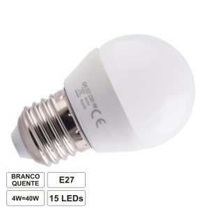 Lâmpada E27 4w=40w 230v 15 Leds Smd 2835 Globo Branco Quente - (LLE27G04WWA(F))