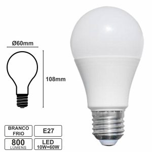 Lâmpada E27 10w=60w 230v Globo 6400k Branco Frio 800lm - (LLE27G10CW(V))