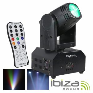 Moving Head Mini 1 LED CREE RGBW 10W DMX Mic Comando IBIZA - (LMH250-RC)