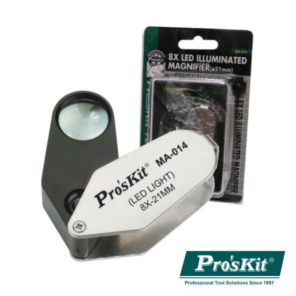 Lupa De Bolso 8x C/ LED PROSKIT - (MA-014)