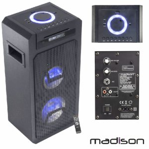 Coluna Amplificada 350W LEDS CD/USB/BT c/ Comando MADISON - (MAD-HIGHPOWER350)