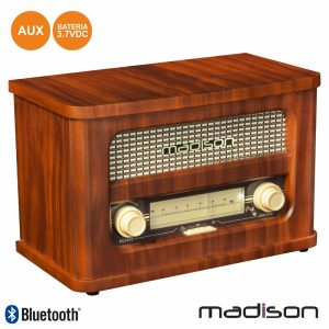 Rádio Portátil FM BT LED Vintage Madison - (MAD-RETRORADIO)