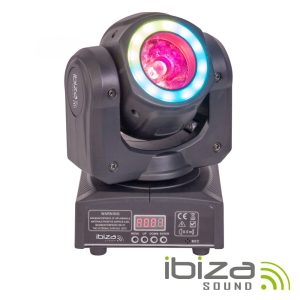 Moving Head 40W 2 Em 1 Beam/Wash Anel 12 LEDS DMX Mic IBIZA - (MHBEAM40-FX)