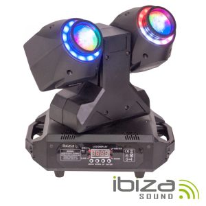 Moving Head Duplo 2 Em 1 Beam/Wash Anel LEDS DMX Mic IBIZA - (MHBEAM60-FX)