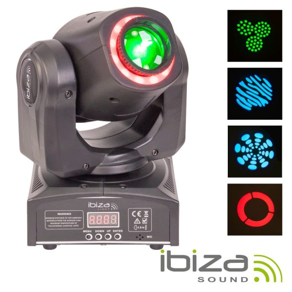 Moving Head 55W 2 Em 1 Spot/Animação DMX Mic IBIZA - (MHSPOT30-FX)