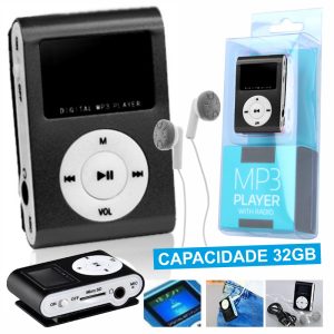 Leitor Mp3 C/ MicroSD Mic Lcd Auscultadores - (MINIMP3-BK)