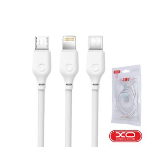 Cabo USB-A 2.0 Macho / Micro USB USB-C Lightning1M Branco XO - (NB103-3IN1/WH)