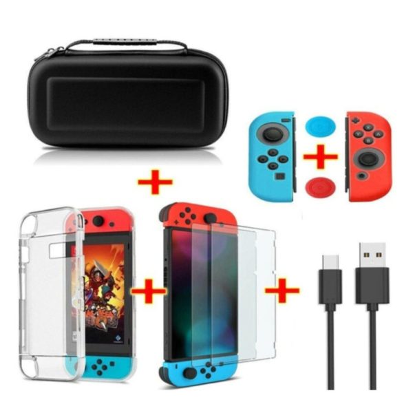 Capa Protetora Transparente P/ Nintendo Switch 6 em 1 - (NINTENDOCASE-6IN1)