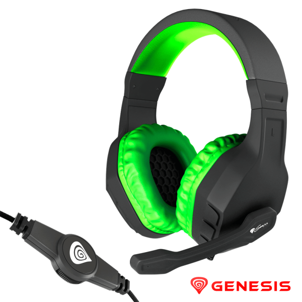 Auscultadores Gaming Preto/Verde ARGON 200 GENESIS - (NSG-0903)