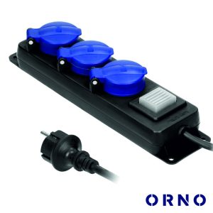 Extensão Elétrica 3x Schuko C/ Interruptor 3m IP44 ORNO - (OR-AE-13192(GS)/3M)