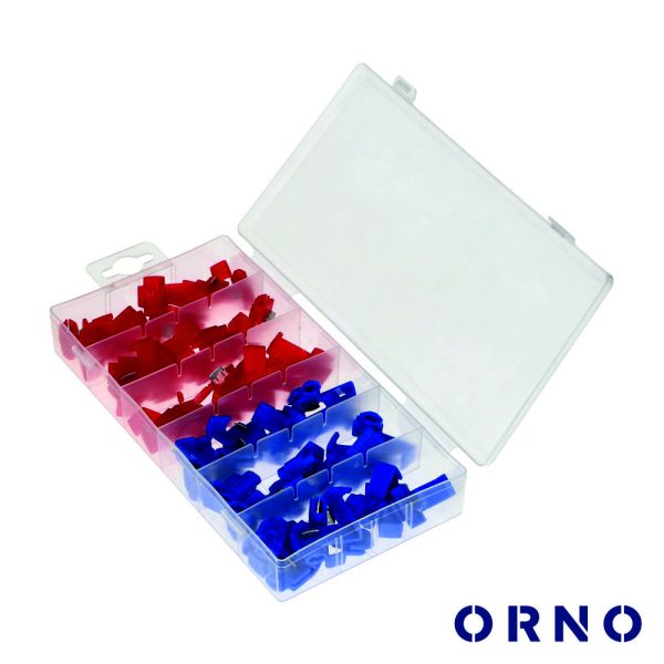 Conjunto de 50 Terminais Quick Splice Azul/Vermelho ORNO - (OR-KK-8116)