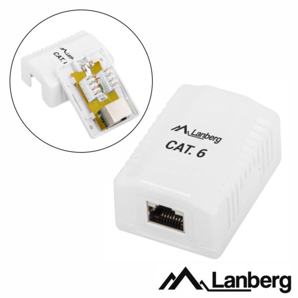 Tomada de Superfície RJ45 C/ 1 Saída LANBERG - (OS6-0001-W)