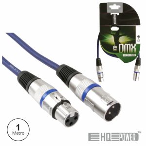 Cabo DMX XLR 3p Macho / XLR 3p Fêmea 1M HQ POWER - (PAC101)