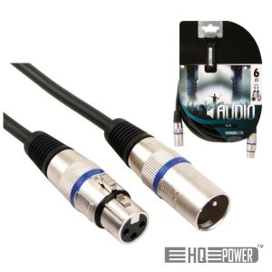 Cabo XLR 3p Macho / XLR 3p Fêmea 6m HQ POWER - (PAC122)