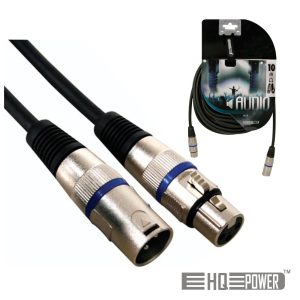 Cabo XLR 3p Macho / XLR 3p Fêmea 10m HQ POWER - (PAC123)