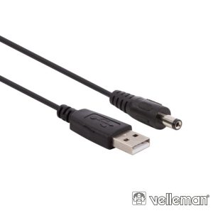 Cabo Alimentação USB-A 2.0 / DC 2.1x5.5mm VELLEMAN - (PACUSB2155)