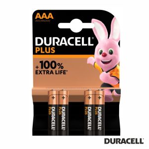 Pilha Alcalina LR03/AAA 1.5V 4x Plus 100% Power DURACELL - (PAD-LR03/4P100)