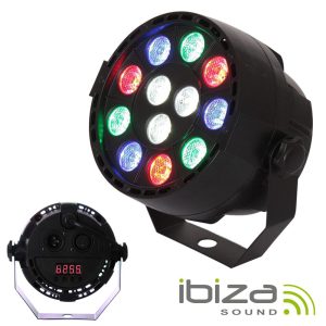 Projetor Luz C/ 12 LEDS 1W RGBW Bateria Comando DMX IBIZA - (PARBAT-RGBW)