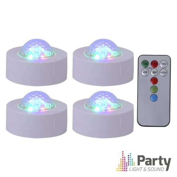 Conjunto de 4 Mini Projetores de Luz RGBW C/ Comando PARTY - (PARTY-4ASTRO)