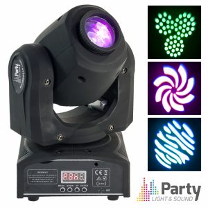 Moving Head Mini 1 LED CREE Branco 10W Gobo DMX Mic PARTY - (PARTY-SPOT7)