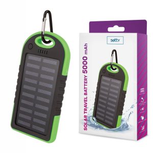 Powerbank 5000mAh Verde C/ Painel Solar E 2 USB - (PB-SOLAR-5000-G)