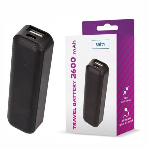 Powerbank 2600mAh C/ Ficha Micro USB Preto SETTY - (PB2600BK/2)