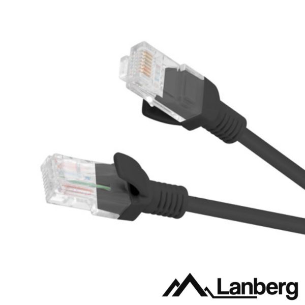 Cabo UTP CAT5E 1m Preto LANBERG - (PCU5-10CC-0100-BK)