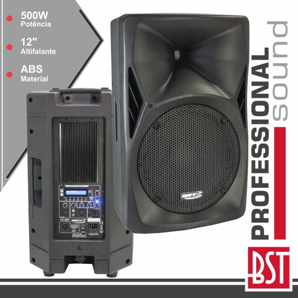 Coluna Bi-Amplificada Pro 12" 500W Mp3 USB/FM/SD/BT Abs BST - (PH12-BT)