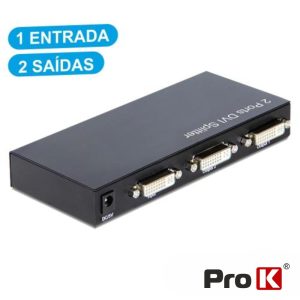 Distribuidor DVI-I Amplificado 1 Entrada 2 Saídas PROK - (PK-DVI1E2S)