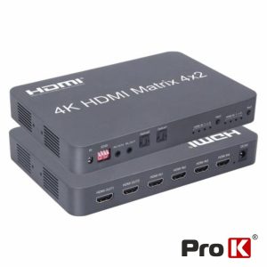 Distribuidor Comutador HDMI 4 Entradas 2 Saídas 4k EDID PROK - (PK-HDMI4E2S/2)