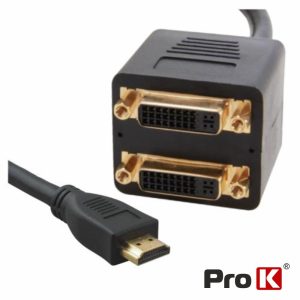 Cabo Adaptador 1 Entrada  HDMI /  2 Saídas DVI-I  PROK - (PK-HDMIDVI)