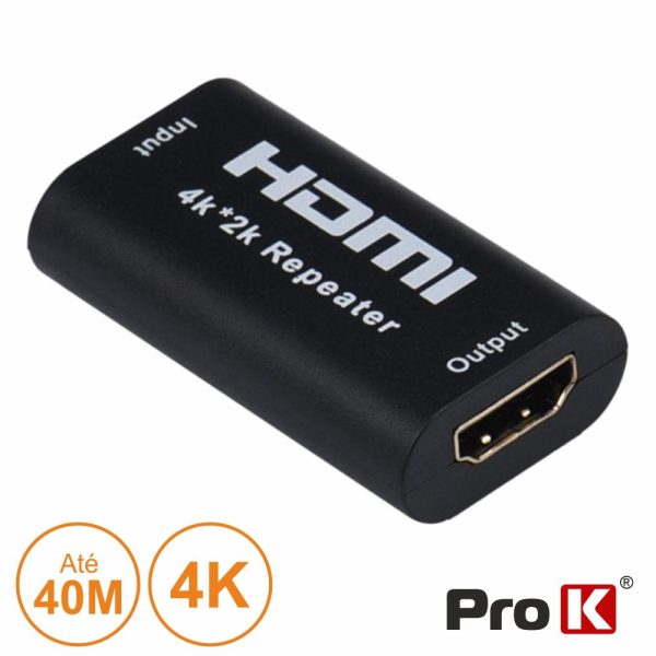 Ficha Amplificadora HDMI Dourada 4K Até 40m PROK - (PK-HDMIHDMI02)