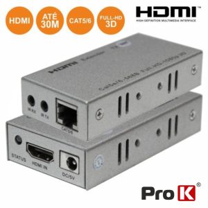 Extensor de Sinal HDMI Via RJ45 CAT5/6 30m PROK - (PK-HDMIRJ45EXTIR01)