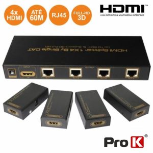 Extensor de Sinal HDMI Via RJ45 CAT5/6 PROK - (PK-HDMIRJ45EXTIR04)