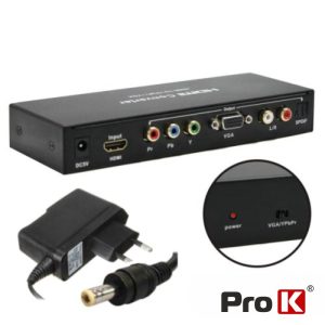 Conversor HDMI P/ VGA E YPbPr C/ Saída RCA E SPDIF PROK - (PK-HDMIVGARGB)