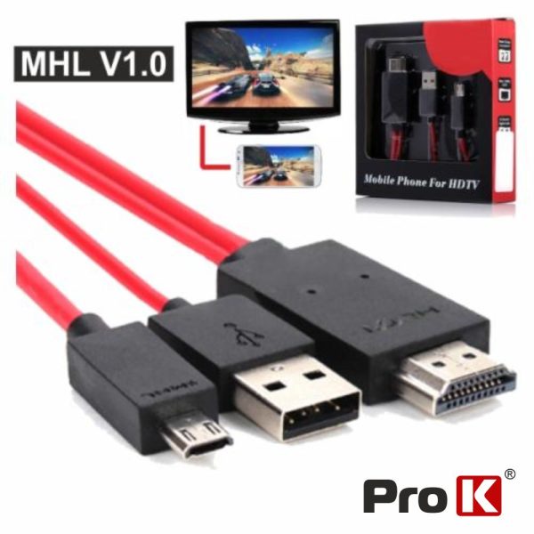 Conversor MHL P/ HDMI Fêmea Preto PROK - (PK-MHLHDMI)